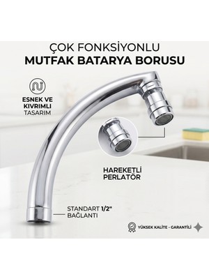 Primeaks Hareketli Musluk Başlığı Perlatörlü Batarya Uzatıcı 360 Derece Döner