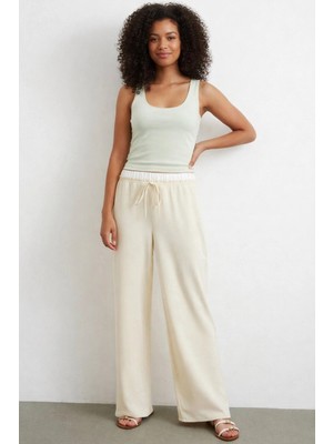 Meine Liebe Unterwäsche Bel Bantlı Wide Leg Rahat Pantolon