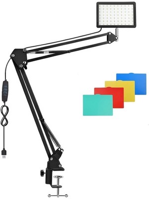 AZT 19CM 13 Watt 120 LED Fotograf Video Işığı Kelepçeli Masa Kıskaç Kolu Vlog Ürün Youtube Canlı Yayın