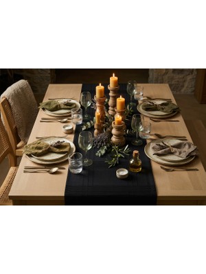 Bs Home Jasmin Keten Bohem Şık Masa Örtüsü  Runner 35X150 cm