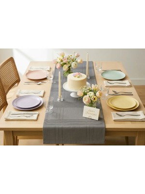 Bs Home Jasmin Keten Bohem Şık Masa Örtüsü  Runner 35X150 cm