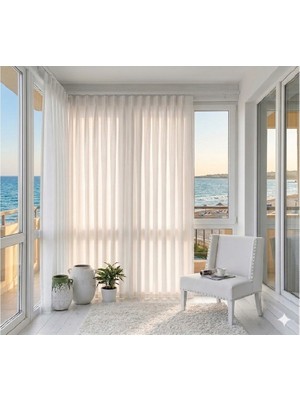 Taç Atlas Saten Pileli Güneşlik Perde-Balkon Pencereleri Için -Özel Üretim - 1/2 (Seyrek) PILE-EN:400 cm