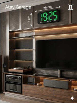 Atay Garage Büyük Ekranlı LED Dijital Masa Duvar Saati – Gece Görüşlü Modern Elektronik Saat – Alarm ve Takvim Özellikli