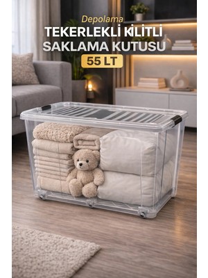 Loremp 55 Lt Saklama Kutusu Kilitli Tekerlekli Depolama Düzenleme