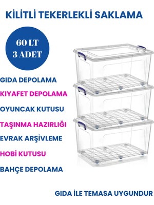 Loremp 60 Litre 3 Adet Saklama Kabı Saklama Kutusu Düzenleyici