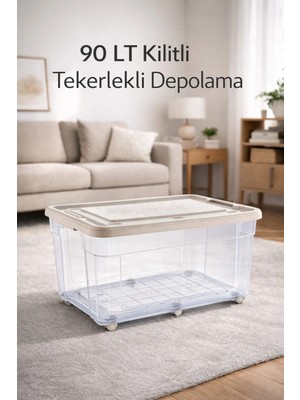 Loremp 90 Lt Tekerlekli 1 Adet Kilitli Saklama Düzenleme Depolama
