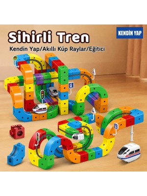 Magblock Sihirli Tren – 123 Parça - Akıllı Küp Raylar | USB Şarjlı Elektrikli Tren Seti | Eğitici ve Geliştirici Oyuncak