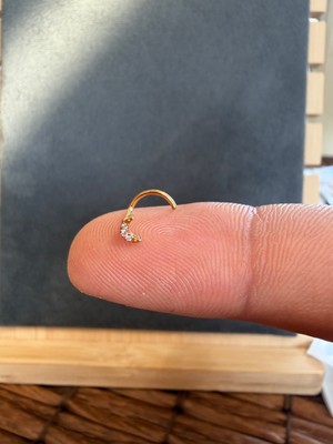 Aida Jewelss Yüksek Kalite G23 Titanium Ay Zirkon 6x0.8mm Altın Titanyum Hızma Piercing