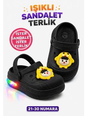 papucumun dünyası Çocuk Cross Eva Işıklı  Hafif Günlük Havuz Kreş Kumsal Kullanışlı Terlik