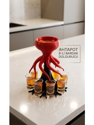 Alse 3D Ahtapot Tasarımlı 8'li Pratik Bardak ve Shot Doldurucu Dağıtıcı Aparat