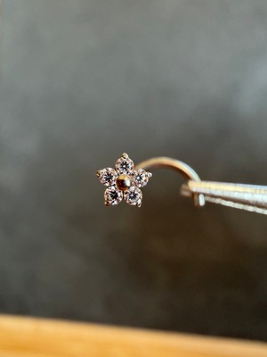 Aida Jewelss Yüksek Kalite G23 Titanium Beş Taş Papatya Zirkon 6x0.8mm Titanyum Hızma Piercing