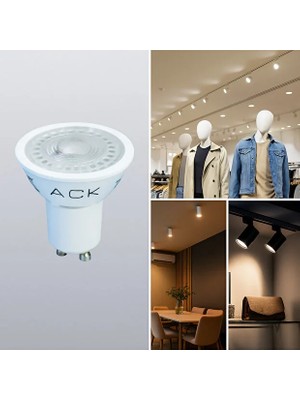 Ack LED Ampul 7W GU10 – 600 Lümen, 3000K Gün Işığı, Enerji Tasarruflu