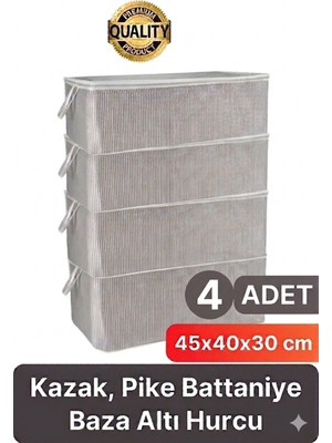 Tex Republic Alas (4 Adet) Fermuarlı Mini Boy Hurç Yastık-Yorgan-Kıyafet Düzenleyici-Fermuarlı Çizgili Gri (45*40*30 Cm)