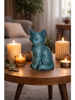 Triora Design Aura Serisi – Kedi Biblosu-Dekoratif Kedi Biblosu 22 cm x 16 cm – Modern Minimalist Ev Dekorasyonu – 3D Baskı Pla Obje