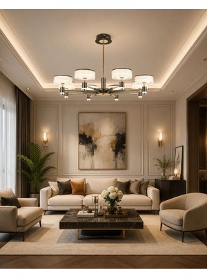 Yeni Model 8 Li Lüx LED Avize 3 Işık Seçeneği Ithal Model