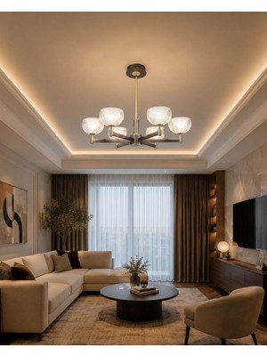 Yeni Model 6 Lı Lüx LED Avize 3 Işık Seçeneği Ithal Model