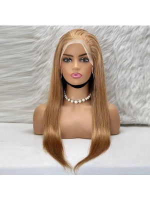 Colezium Düz Front Lace Gerçek Tül Peruk / Sıcak Karamel / 70/75CM