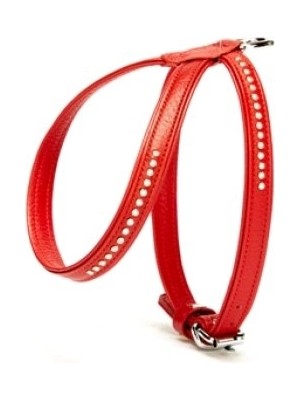 Colezium Taşlı Deri Köpek Göğüs Tasması 1,2 x 25-35 cm Kırmızı