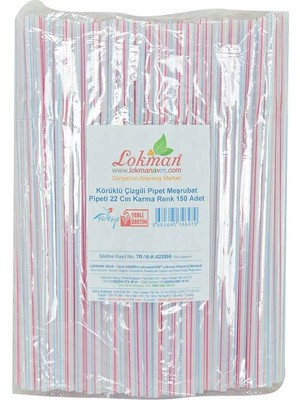 Colezium Körüklü Çizgili Pipet Ayran Kola Meşrubat Pipeti 22 cm  Renk 150 Adet Paket