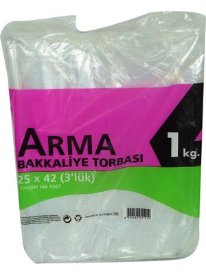 Colezium Naylon Torba Arma Şeffaf Bakkaliye Kuruyemiş Şeker Torbası 25X42 (3 Lik ) Takribi 140 Adet 1000 gr