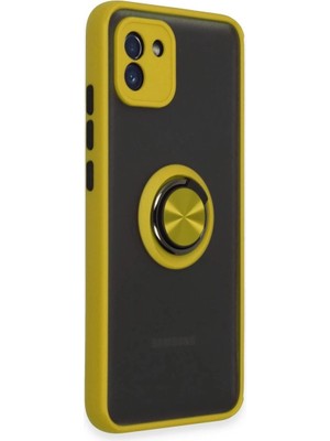 Colezium Galaxy A03 Kılıf Montreal Yüzüklü  Kapak - Sarı