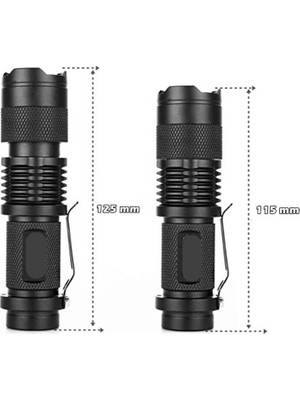 Colezium Km-87 Polis Tipi Zoomlu Şarjlı Metal Dağ Kamp Cep Feneri Cree LED 2300 Lumens