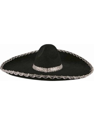 Colezium Sombrero Meksika Şapkası Mariachi Gümüş Şeritli Yetişkin Boy
