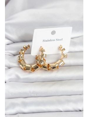 Genel Tedarik 316L Çelik Gold Renk Spiral Halka Kadın Küpe
