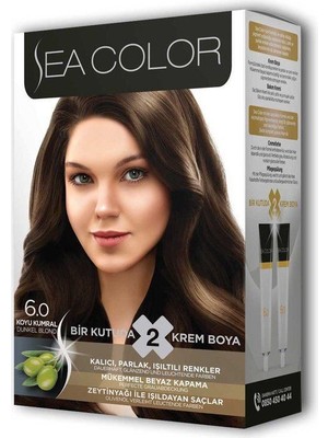 Sea Color 2 Tüp Krem Saç Boyası Seti Koyu Kumral No:6.0