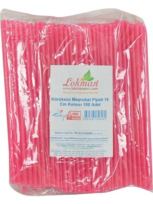 Colezium Körüksüz Pipet Ayran Kola Meşrubat Pipeti 19 cm Kırmızı 150 Adet Paket