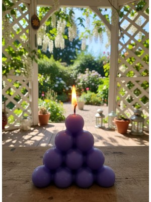 AY IŞIĞI MUMLARI Boncuk Piramit Hediyelik Dekoratif Vanilya Kokulu Soya Wax Mum (Mor Renkli)