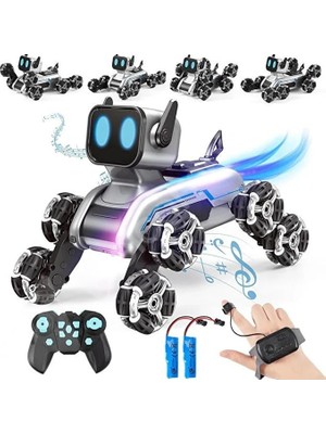 Yakalabazar El Hareket Sensörlü + Kumandalı Işıklı Müzikli Şarjlı Akrobat Robot Köpek Stunt Araba