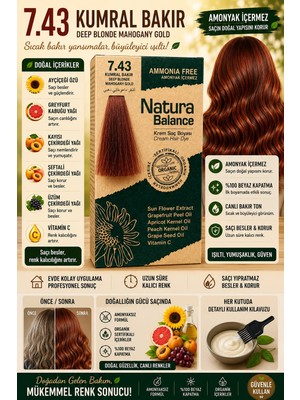 Naturabalance Natura Balance Kalıcı Krem Saç Boyası – Amonyaksız Formül – Kumral Bakır – Bitkisel Içerikli