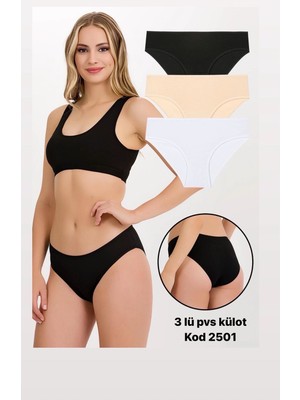 Ebru 3'lü Paket Pamuklu Penye Kumaş Külot Seti
