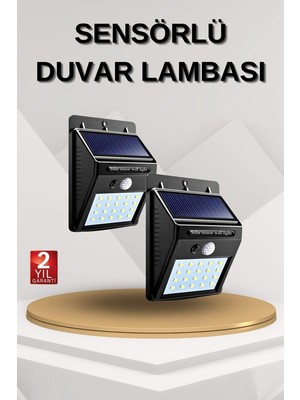 Renas Store Solar Sensörlü Duvar Lambası Bahçe Lamba 20 LED Işık