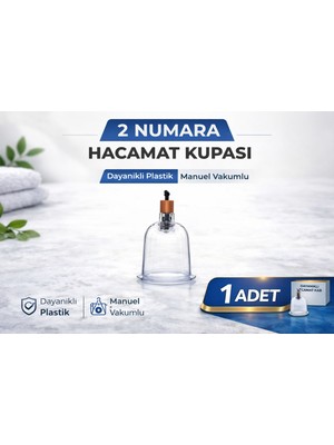Renas Store 2 Numara Hacamat Kupası 1 Adet Vakumlu Kupa Bardak Dayanıklı Plastik Manuel Hacamat Kabı