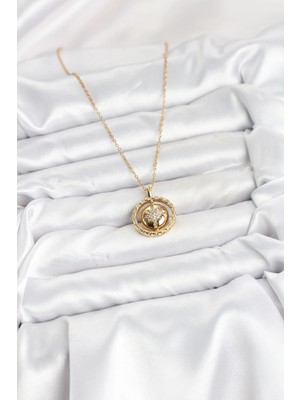 Renas Store Mey Ithalat® 316L Çelik Zincir Gold Renk Kutup Yıldızı Model Kadın Kolye