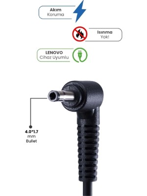 Artcrelier 20V 3.25A 4.0 * 1.7 Bullet 65W Lenovo Için Laptop Adaptör