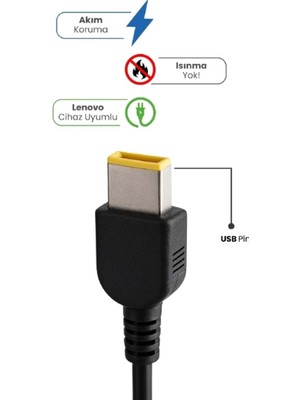 Artcrelier 20V 4.5A USB Pin 90W Lenovo Için Laptop Adaptör