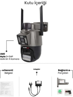 Artcrelier 3 Mp + 3 Mp Çift Lens Wi-Fi Tf Kart Girişli Güvenlik Kamerası