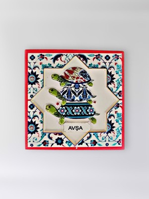 Mundy Avşa Temalı Polyester Kabartmalı Kaplumbağa Desen Magnet  7 x 7 cm – Dekoratif Hediyelik Buzdolabı Süsü  (KOD:1166)