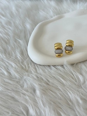 Revoia Zirkon Taş Detaylı Gold Küpe