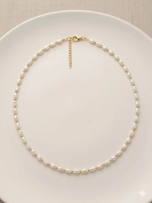 Renas Store Beyaz Cam Inci  Kolyeler 40+5 Cm  - KL0303
