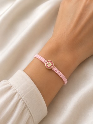Adata Jewelry Makrome Örgülü Yuvarlak Yonca Model Bileklik