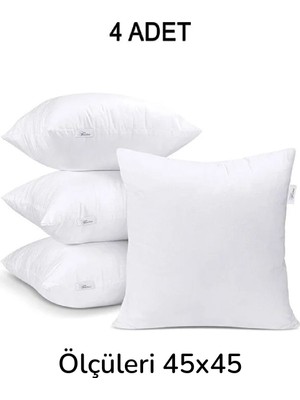 Emrin Ahşap Oyuncak Ve Hediyelik Eşya 4 Adet Premium Kare Kırlent Iç Yastık, Elyaf Dolgulu 45X45