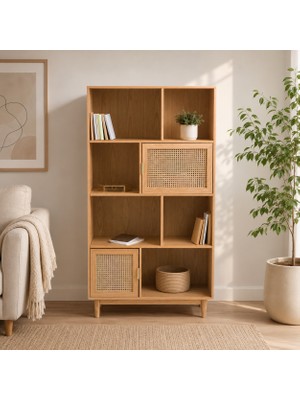 Wooden Decoration Solena Masif Ahşap Organizer Kitaplık