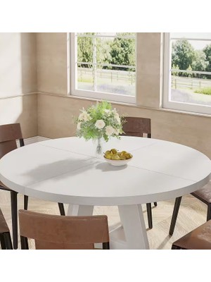 Sare Trade Hernest 120 cm Yuvarlak Yemek Masası – Modern Ahşap Mutfak ve Yemek Odası Masası, Meşe Görünümlü 4-6 Kişilik Masa