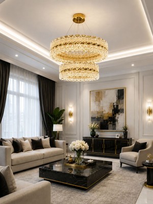 Yeni Model 2 Katlı Lüx LED Avize Gold Renk 3 Işık Seçeneği Ithal Model