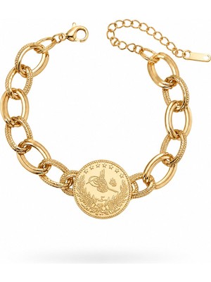 Serelya 316L Çelik Gold Renk Reşat Altın Model Samanyolu Kadın Bileklik
