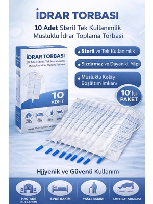 Uravas Store Idrar Torbası Steril Idrar Toplama Torbası 10 Adet